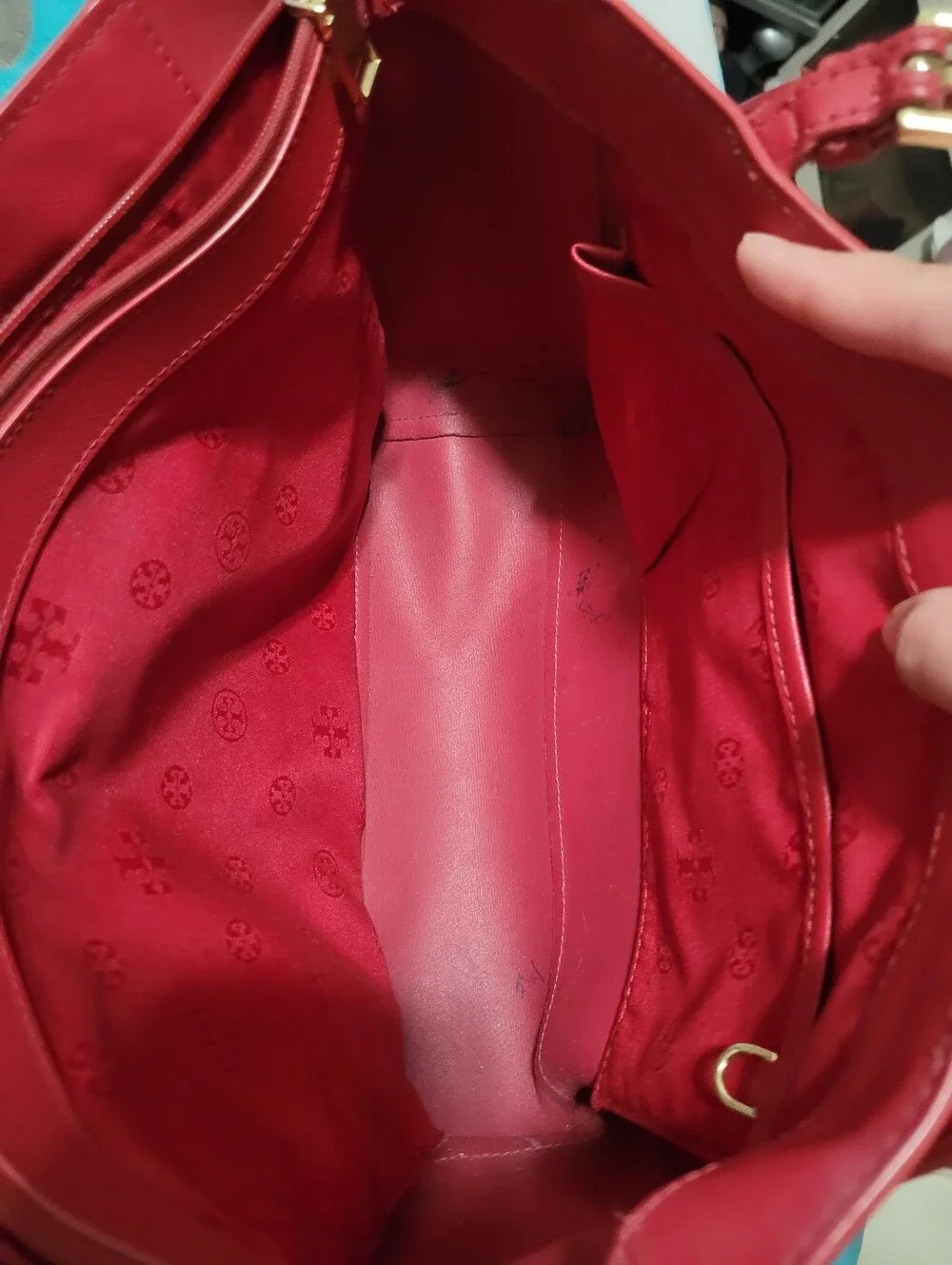 Tory Burch Red Tote Bag And Wallet